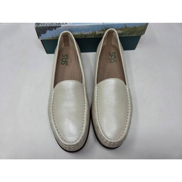 SAS SAN ANTONIO SHOES SIMPLIFY PEARL BONE LEATHER COMFORT LOAFER WOMENS 12 S EUC - Picture 2 of 9